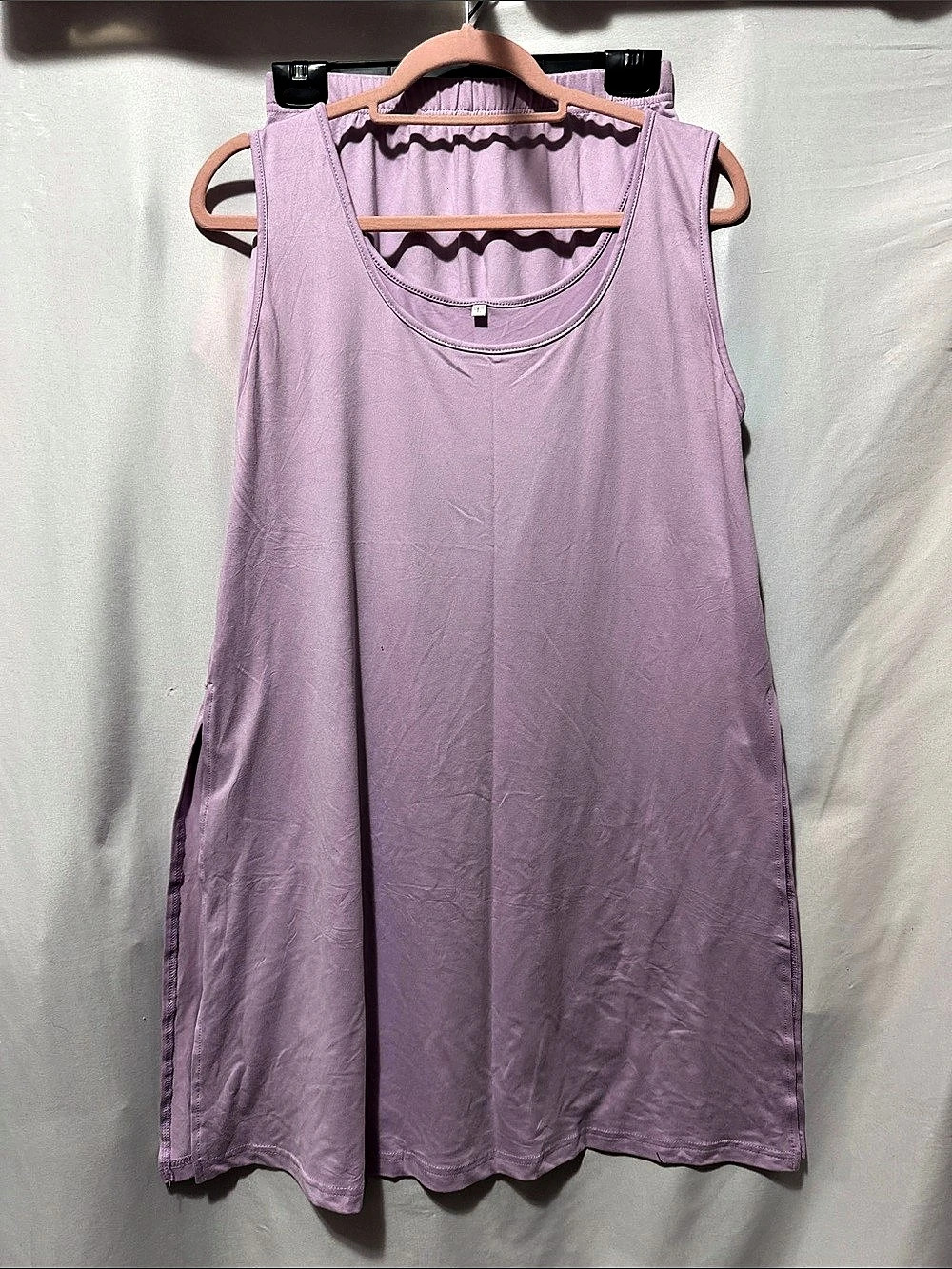 Lavender Sleeveless Midi Dress with shorts Size Large